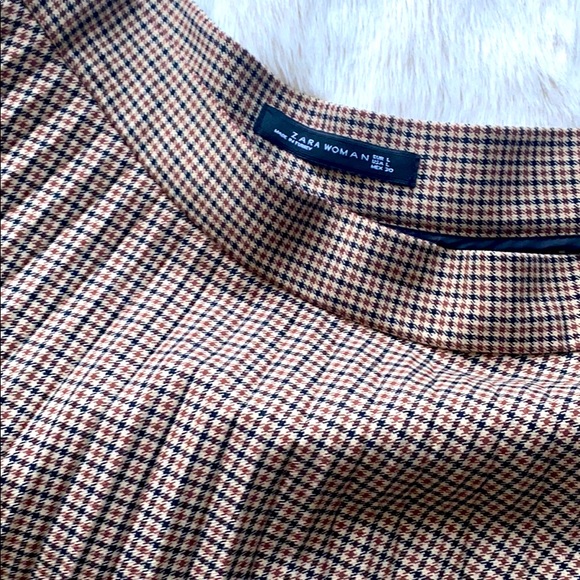 Zara MIDI Pleated Check Skirt Sz: L - Picture 6 of 9